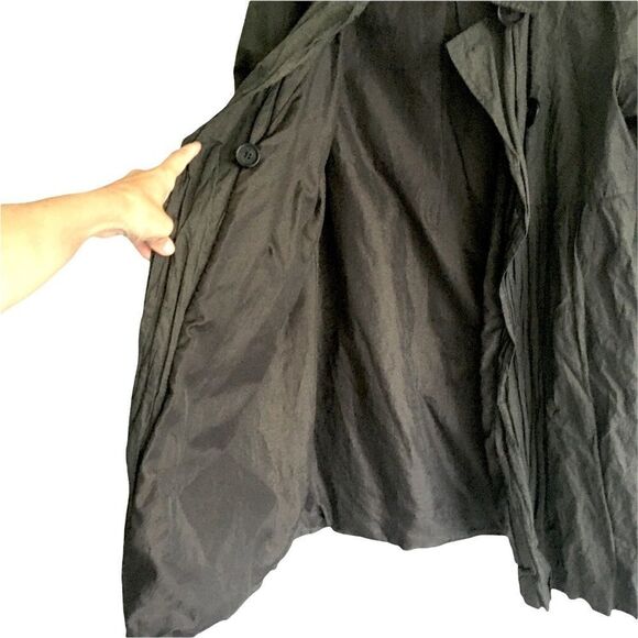 CYRILLUS PARIS Lagenlook Lightweight Double Breasted Crinkled Coat Green 12 - Picture 7 of 7